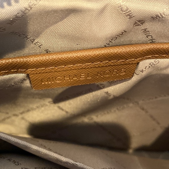 Michael Kors Crossbody Bag Signature MK Logo with Brown Leather Trim - Picture 6 of 10